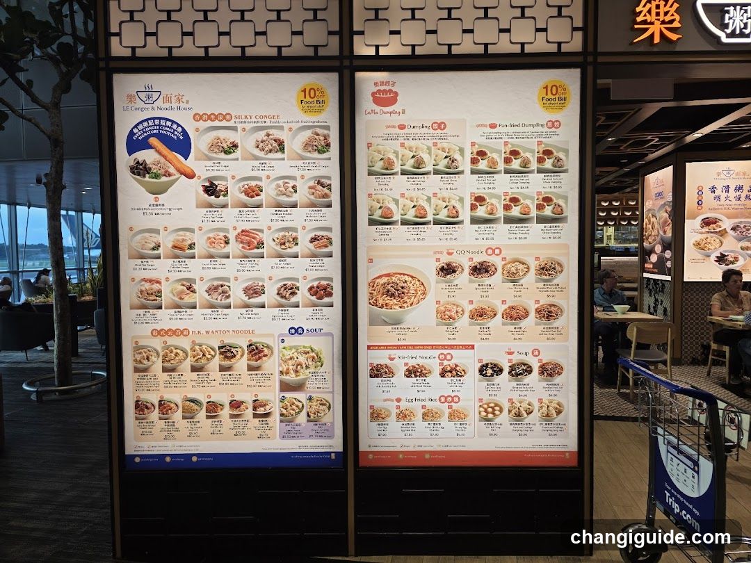 LE Cuisine & Noodle House Menu Board