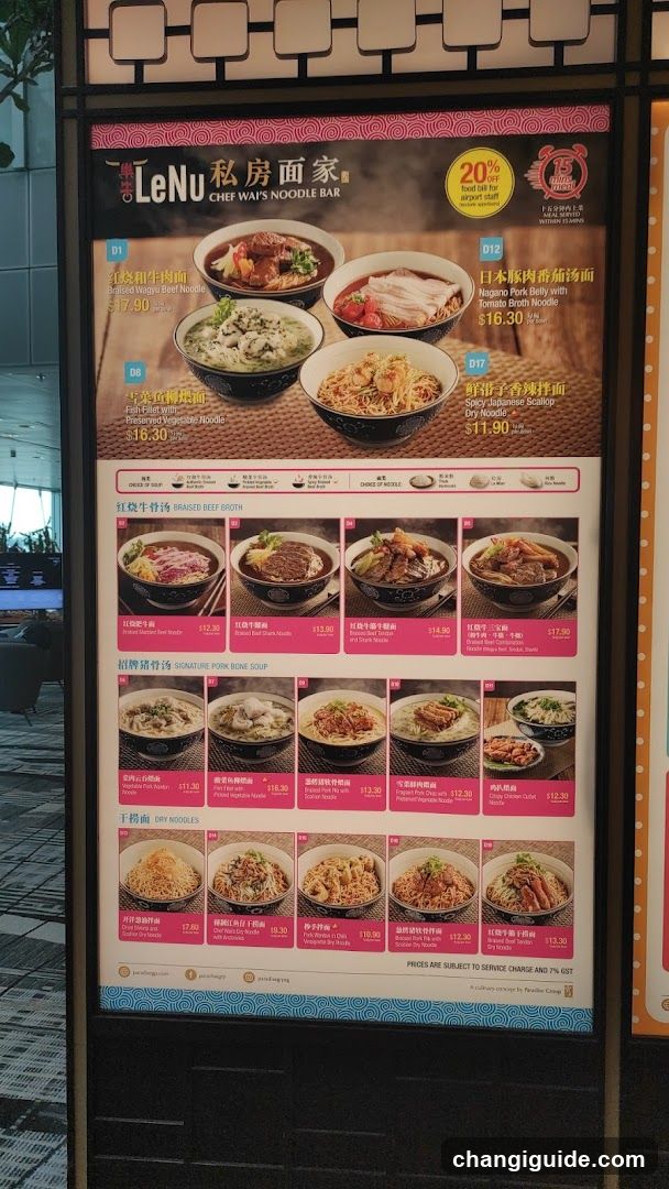LeNu Chef Wa's Noodle Bar Menu Board