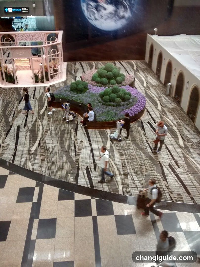 Airport Terminal Interior with Decorative Landscaping