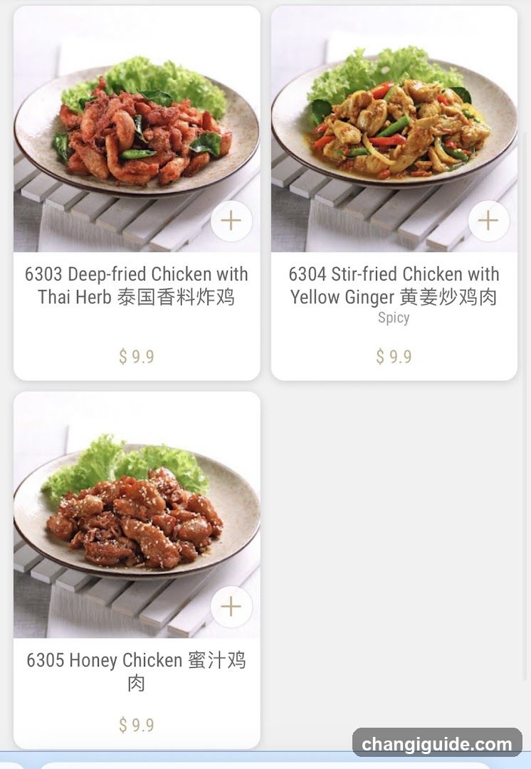 Chicken Dishes Menu Display