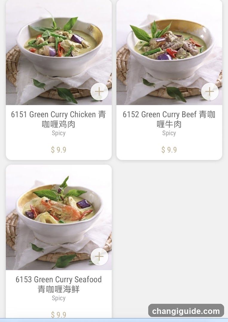 Green Curry Menu Items