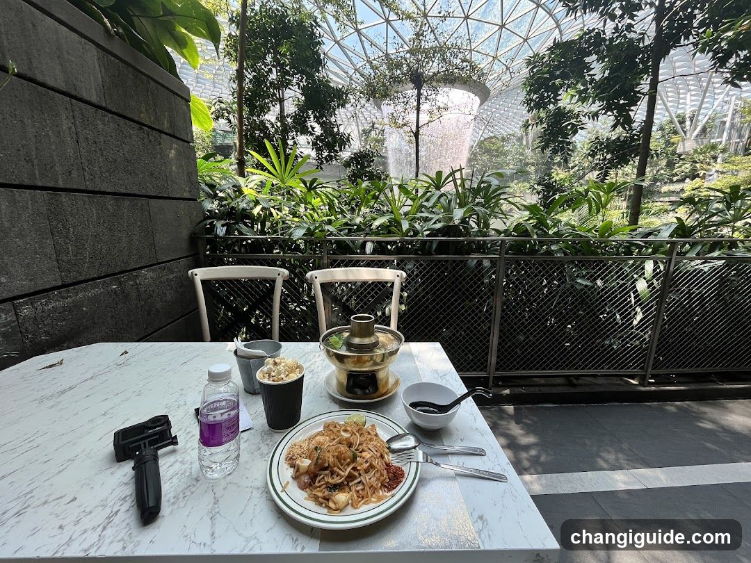 Dining at a garden cafe