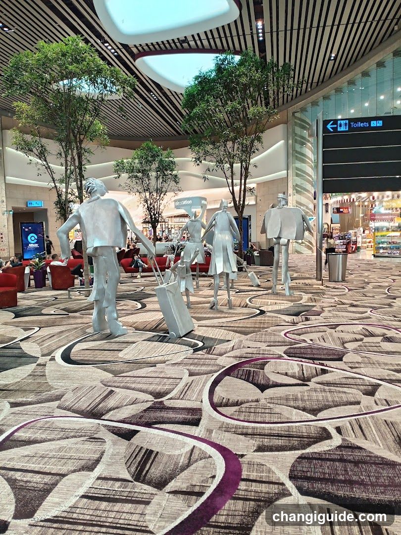 Airport Terminal Interior with Sculptures