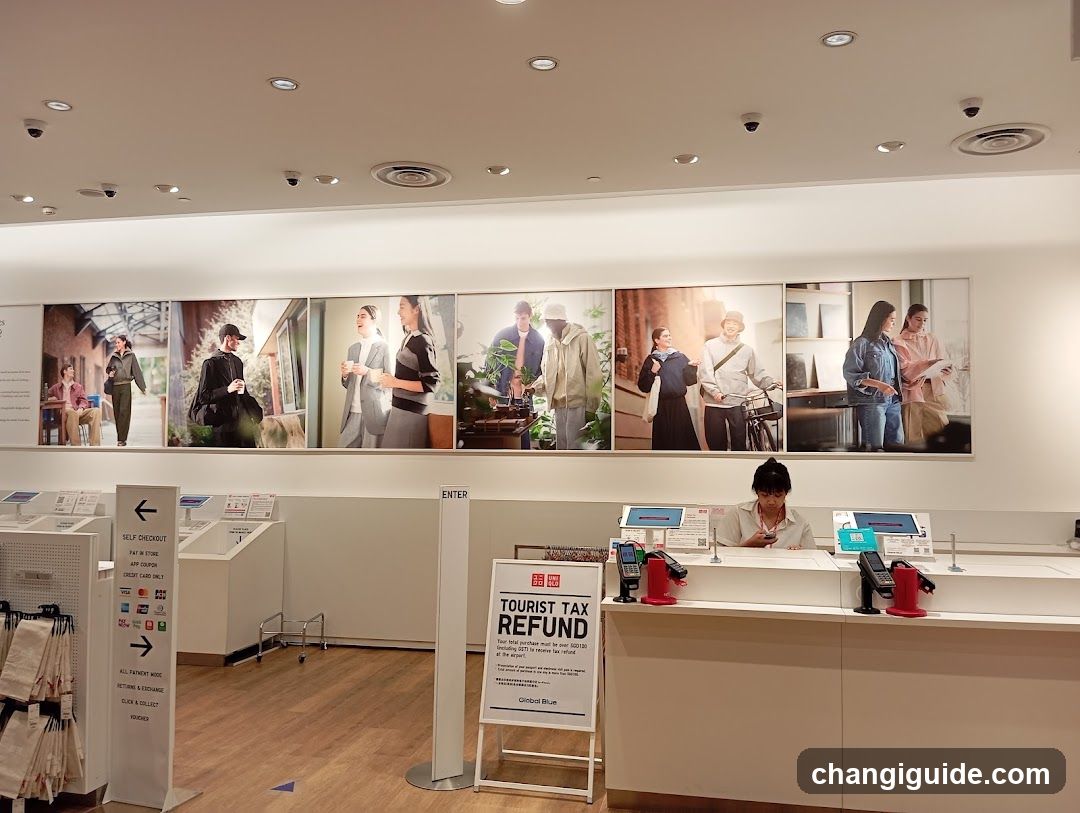 Interior of a retail store with tourist tax refund counter
