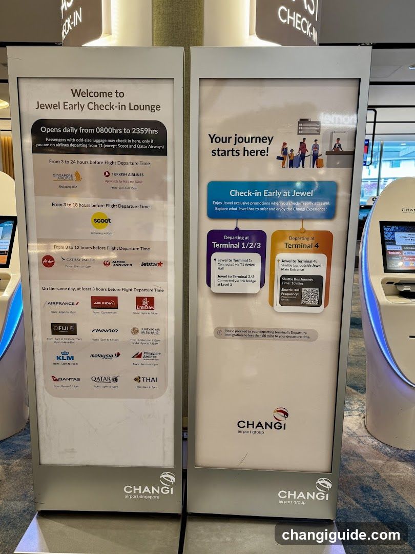 Changi Airport Jewel Early Check-in Lounge Signage
