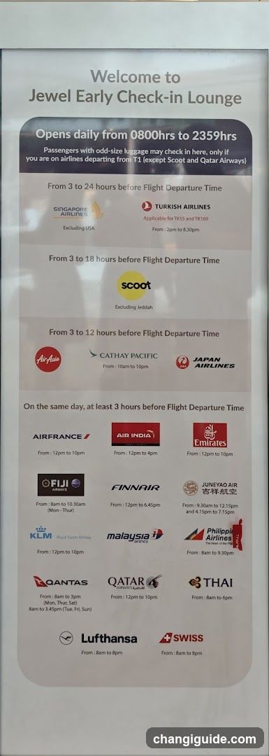 Jewel Early Check-in Lounge Signage