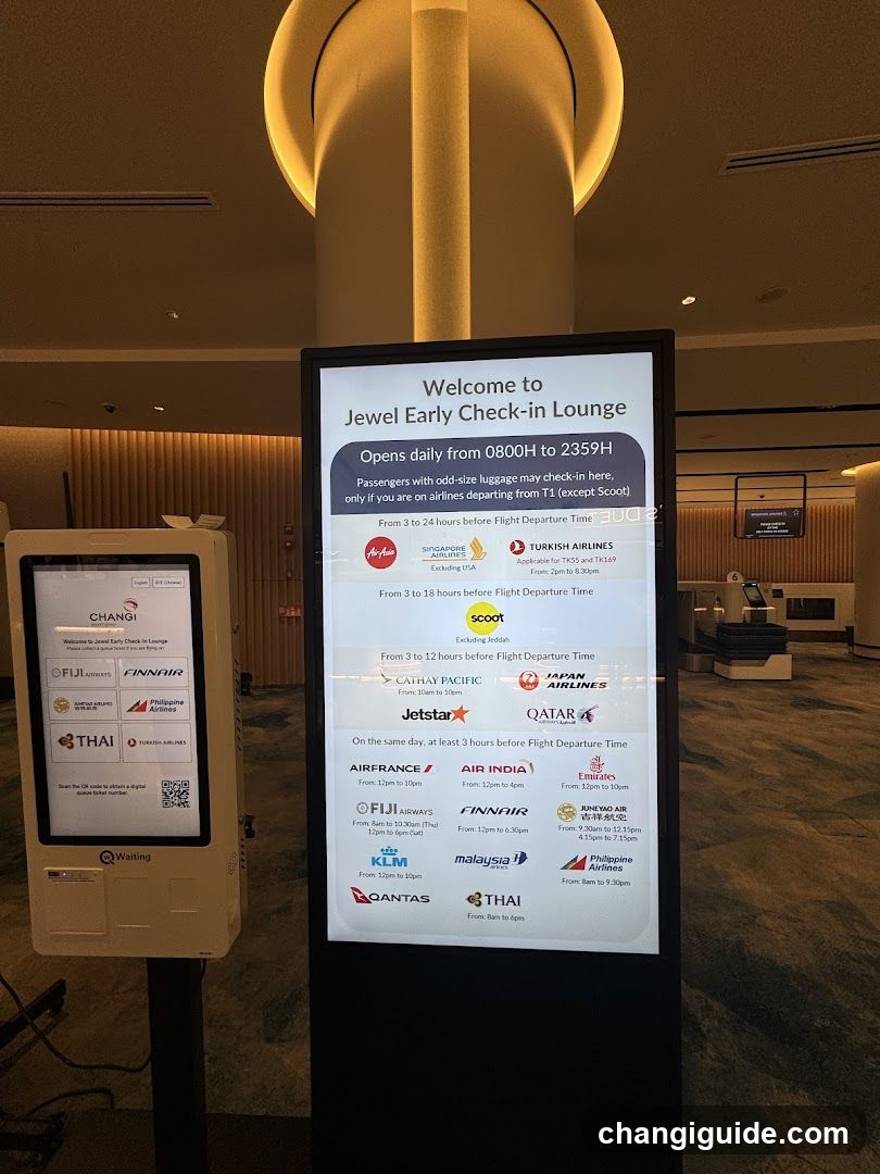 Jewel Early Check-in Lounge Signage