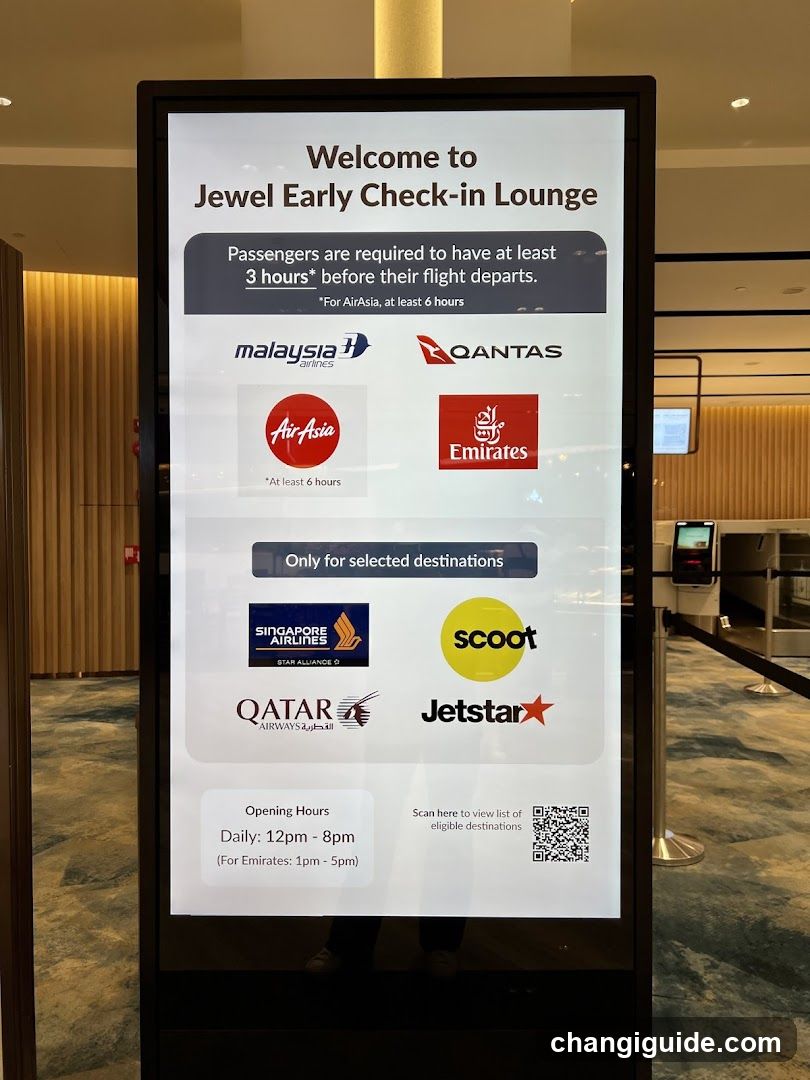 Jewel Early Check-in Lounge Signage