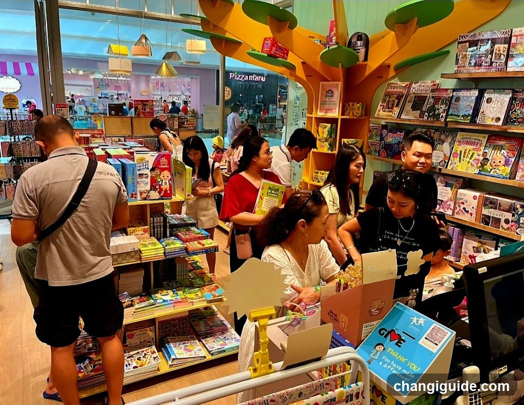 Bookstore Interior with Shoppers