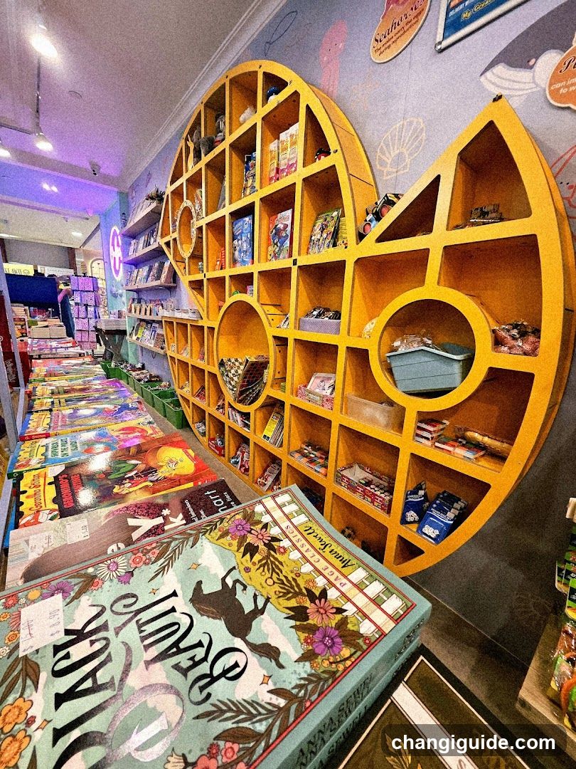 Interior of a colorful shop with unique shelving