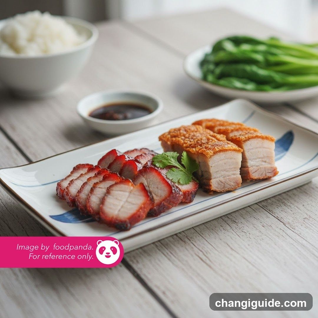 Chinese Roast Meat Platter with Rice and Greens