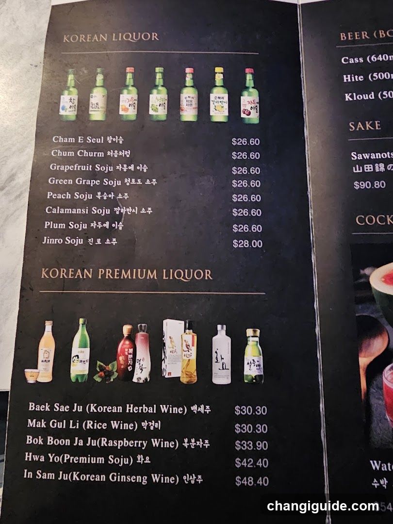 Korean Liquor Menu