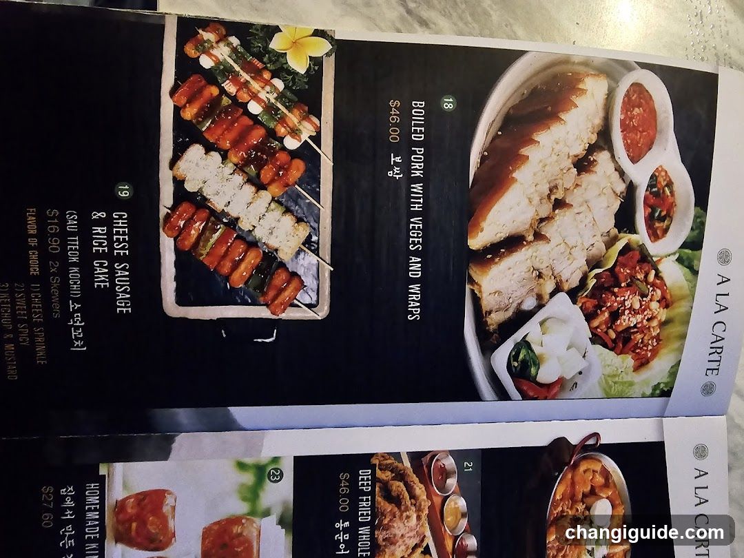 Korean Restaurant Menu Page