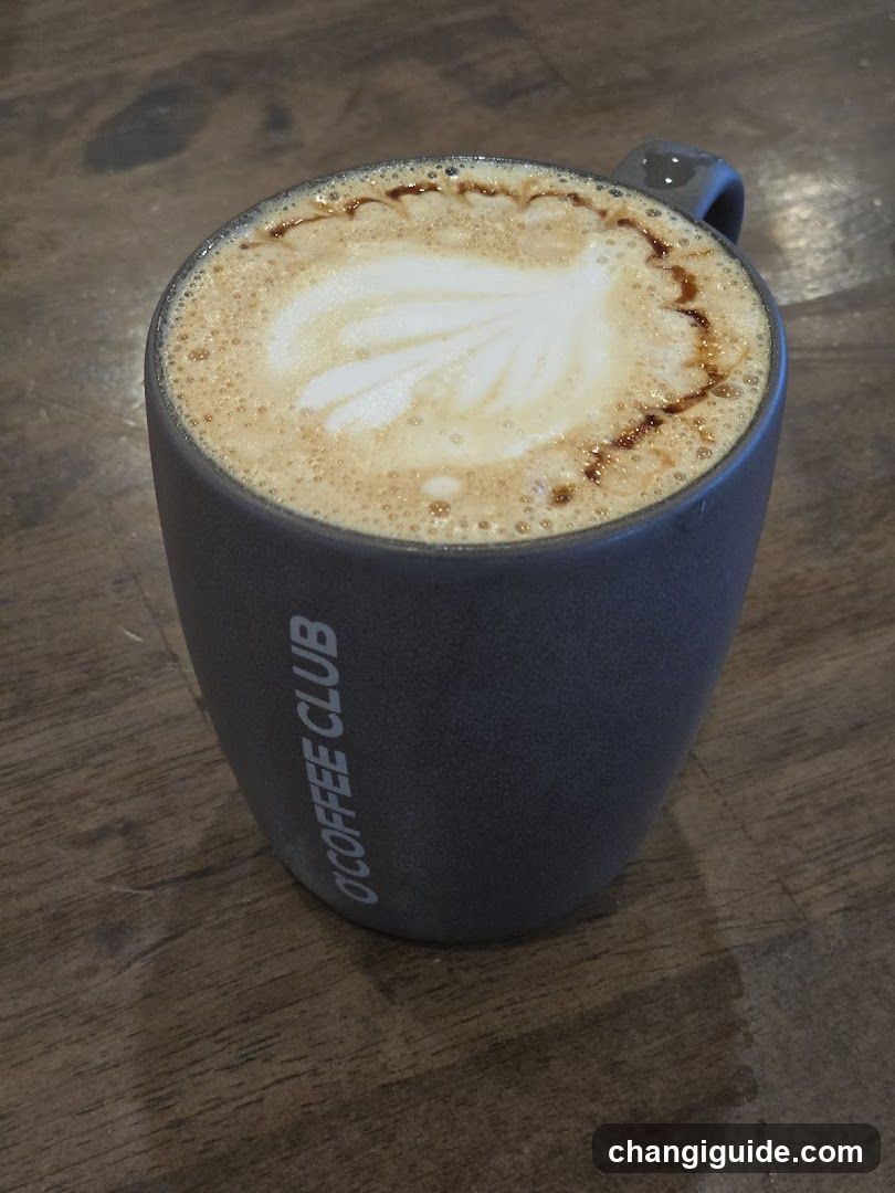 Latte Art Coffee in Blue Mug