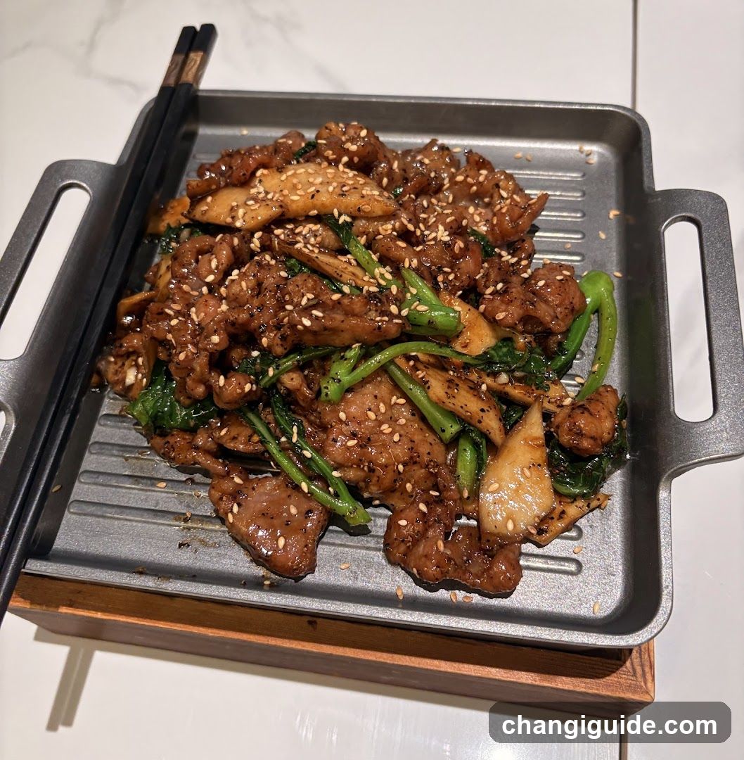 Grilled Meat with Sesame Seeds and Greens