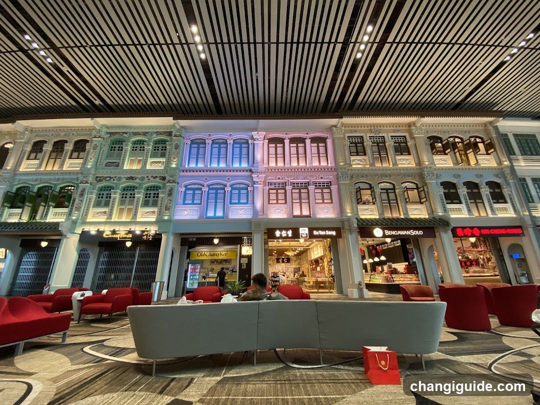 Interior of a modern shopping mall with colonial-style architecture