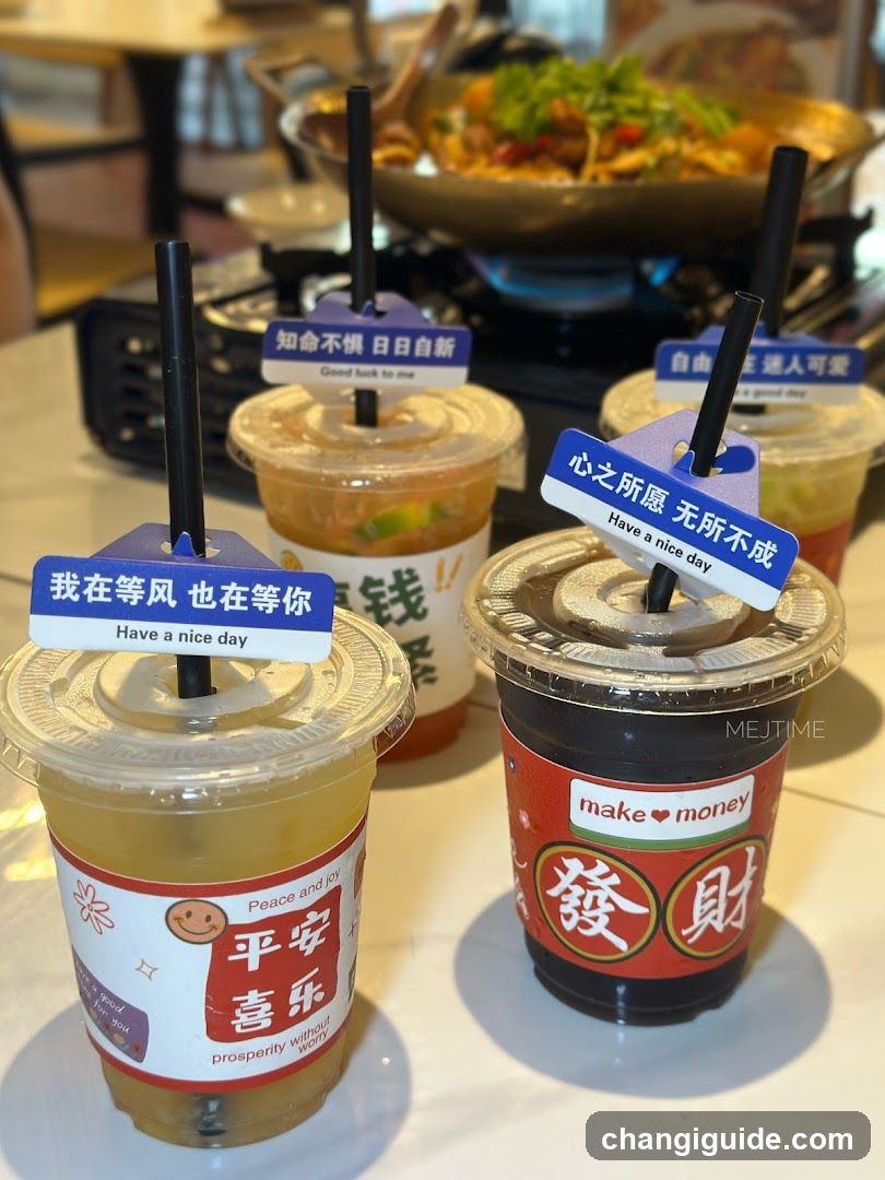 Beverages with Chinese phrases