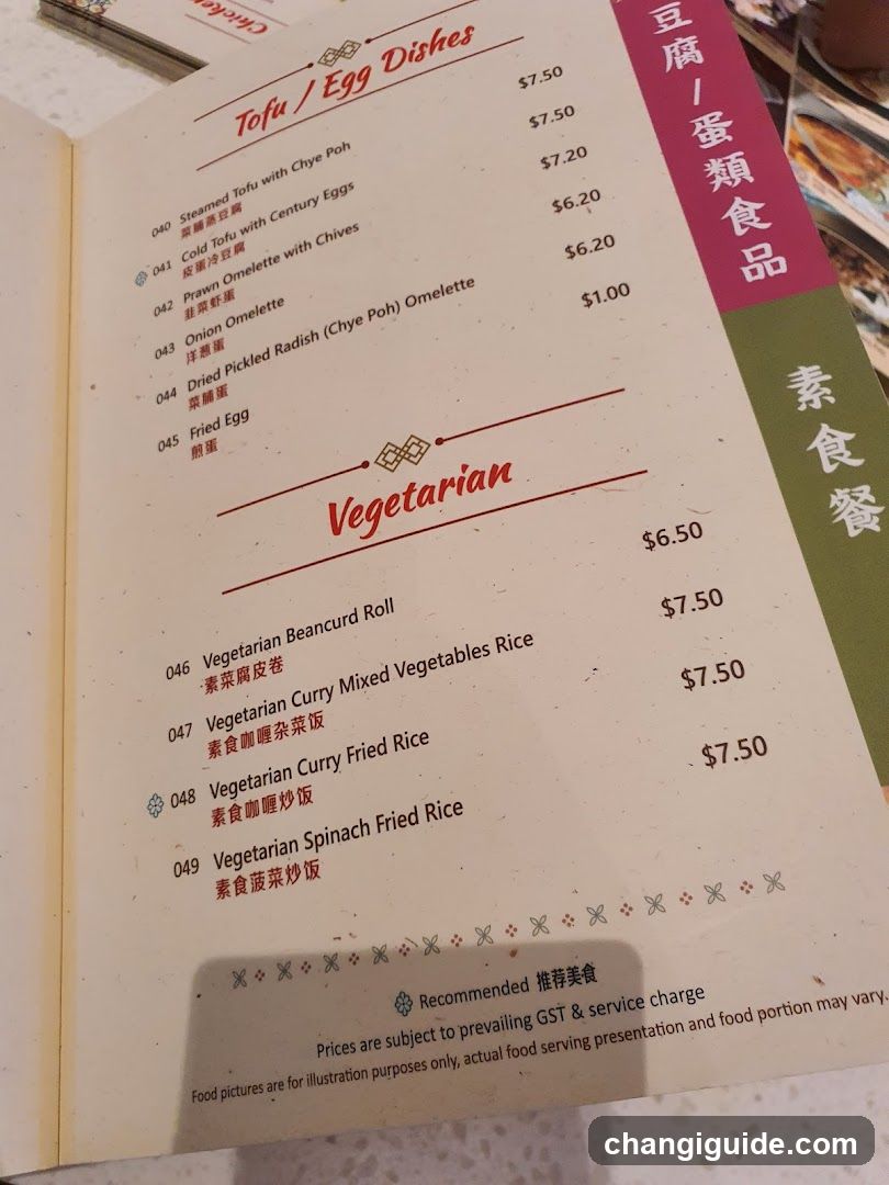 Tofu / Egg Dishes & Vegetarian Menu