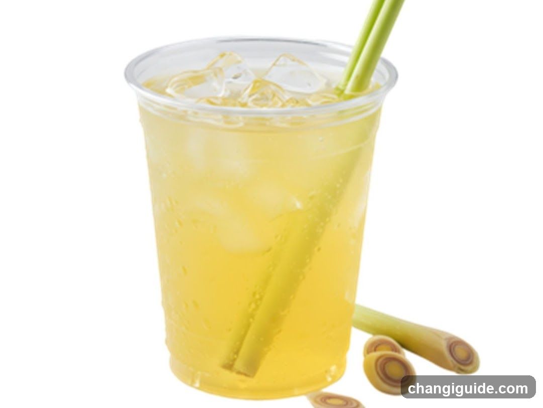 Lemongrass Drink with Ice and Straw