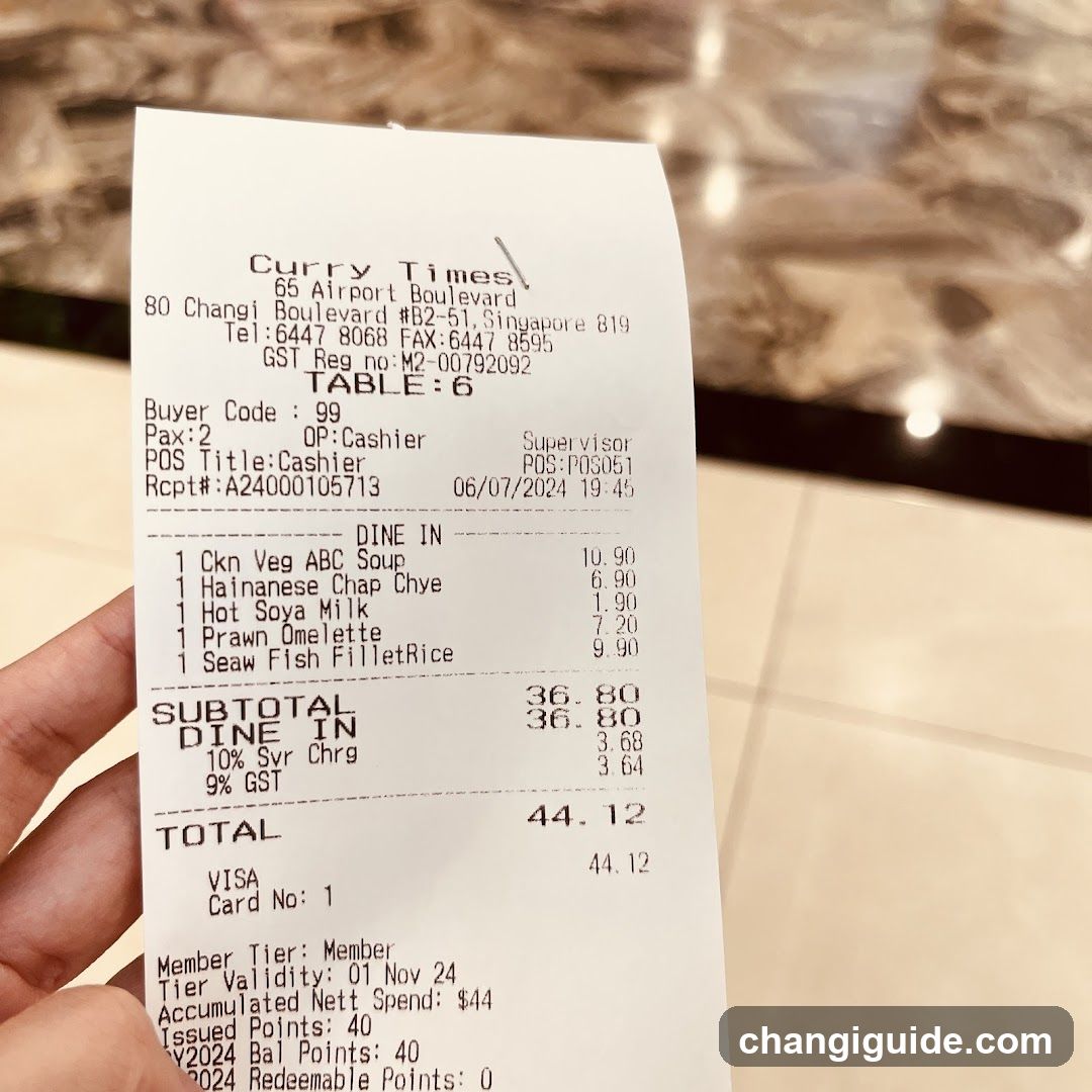 Receipt from Curry Times