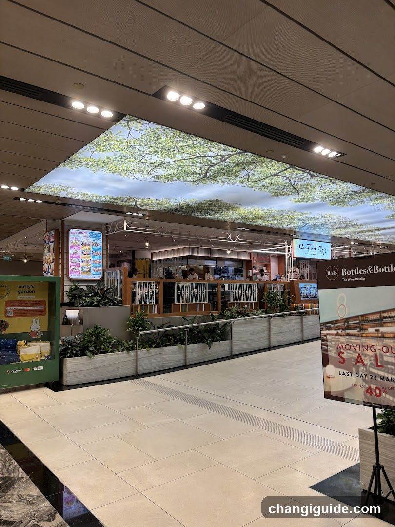 Mall Interior with Food Court and Advertisements