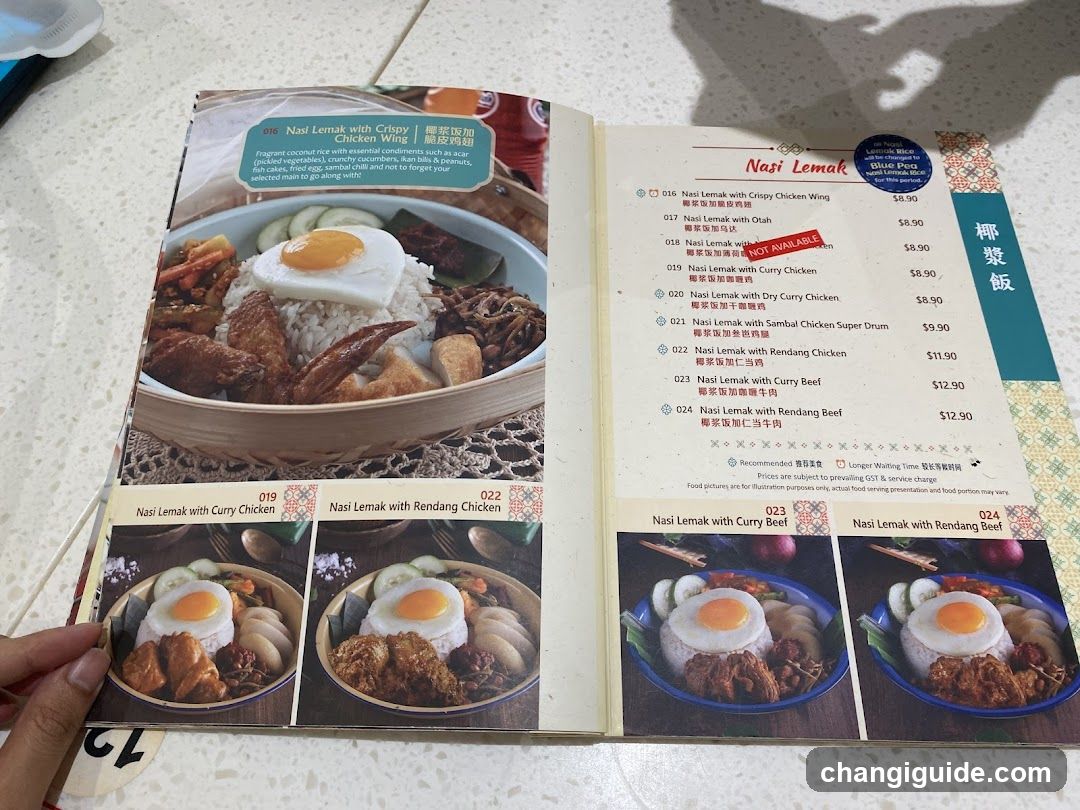 Nasi Lemak Menu