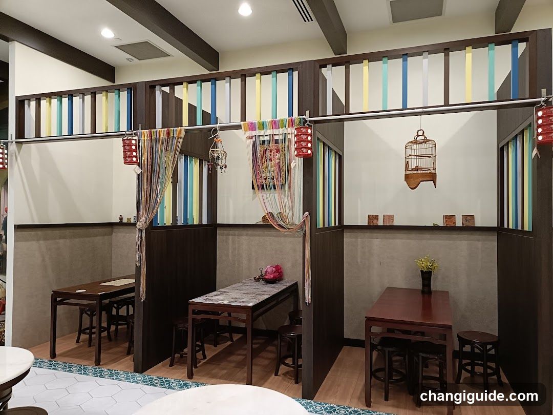 Interior of a colorful restaurant or cafe