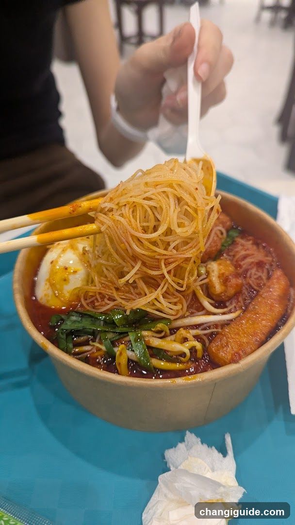 Spicy Noodle Bowl with Egg and Vegetables