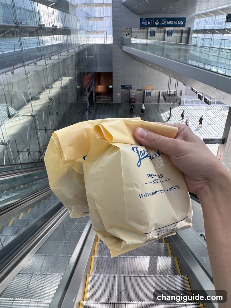 Food item in hand at transit station