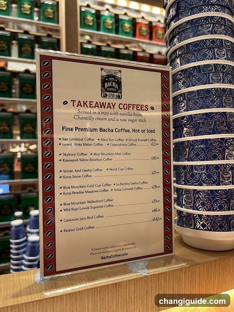 Bacha Coffee Takeaway Menu