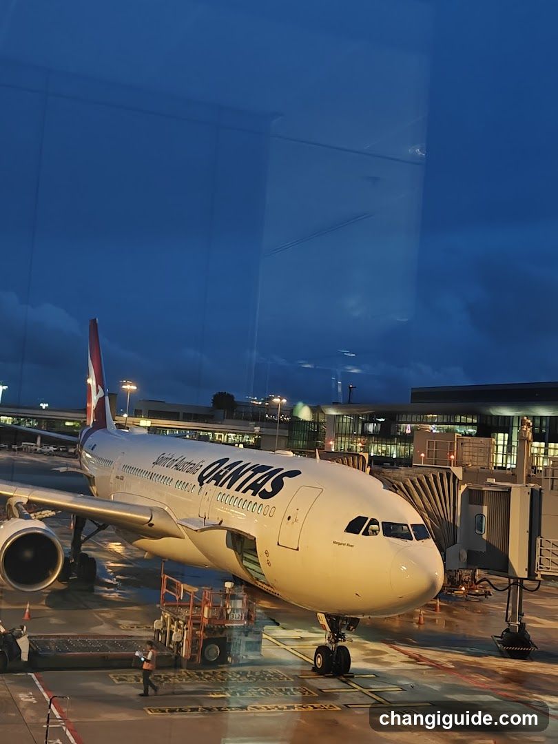 Qantas Aircraft at Airport Terminal