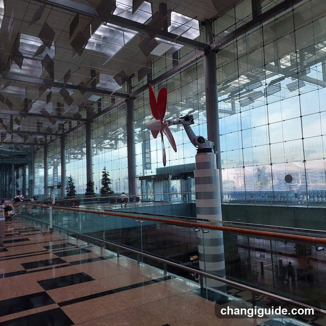 Modern Interior with Glass Facade and Sculpture