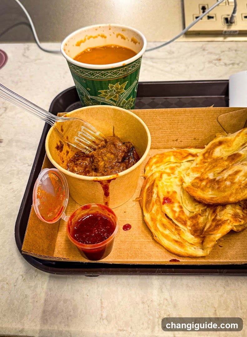 Food Tray with Curry and Roti