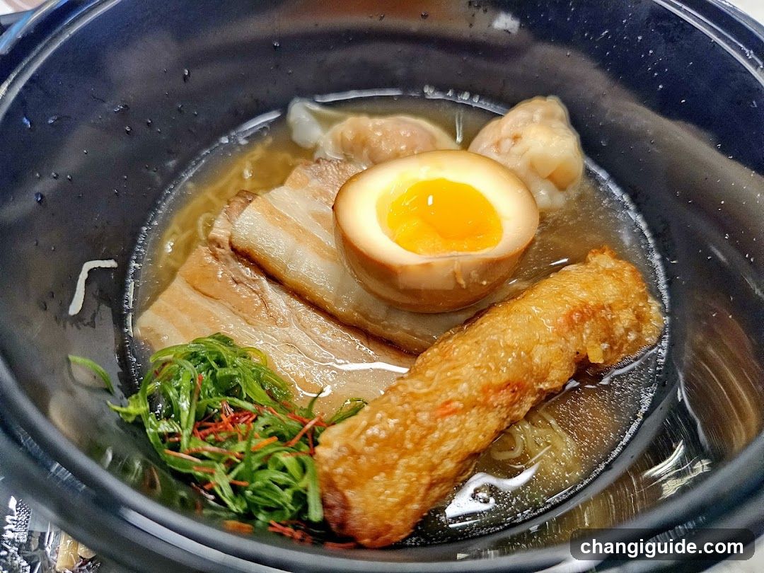 Ramen Bowl with Halved Egg and Tofu
