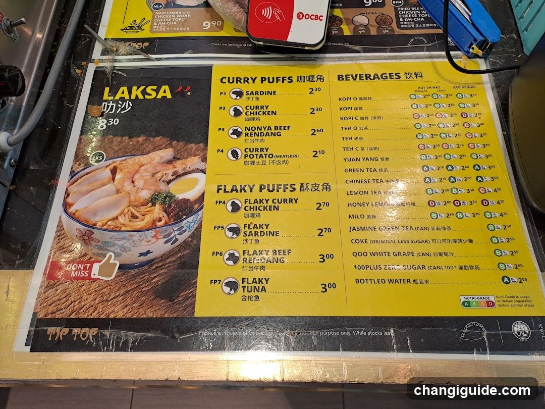 Laksa and Flaky Puffs Menu