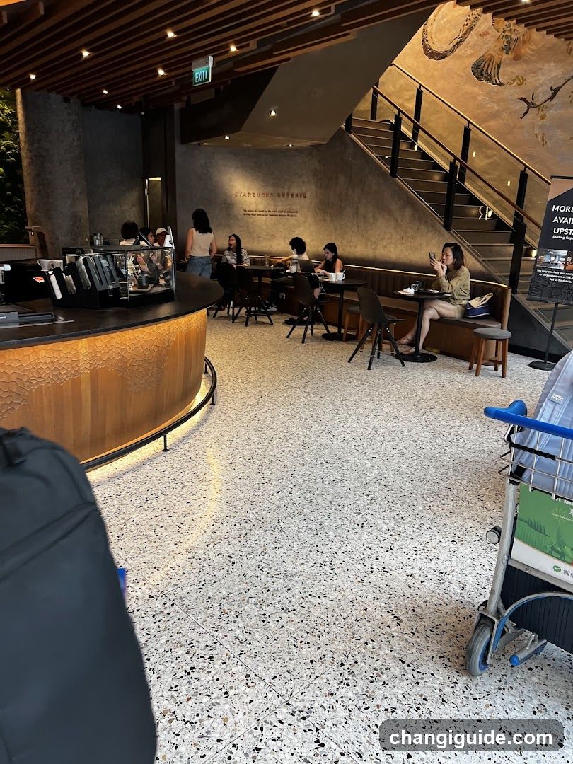 Interior of a coffee shop with customers and staff