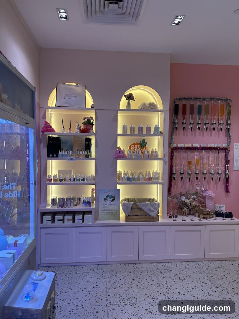 Interior of a cosmetic or skincare shop display