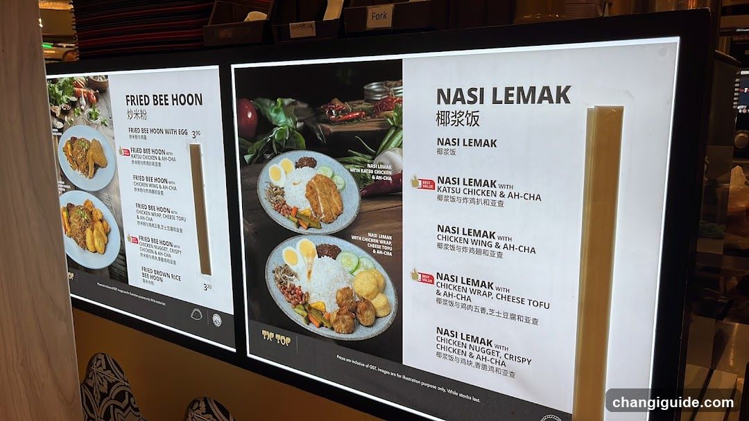 Fried Bee Hoon & Nasi Lemak Menu Board