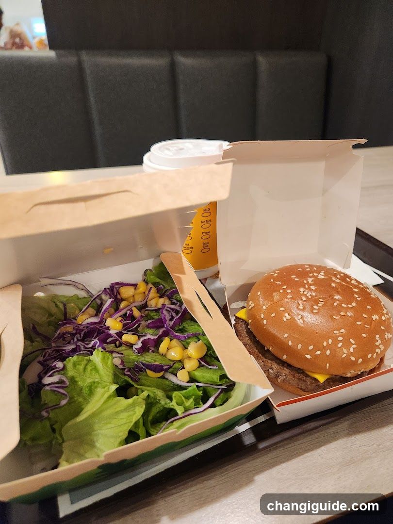 Fast Food Meal with Salad and Burger