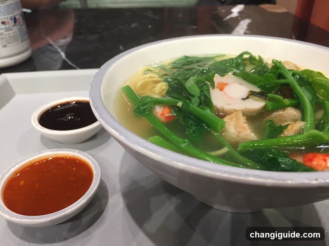 Noodle Soup with Greens and Fish Balls
