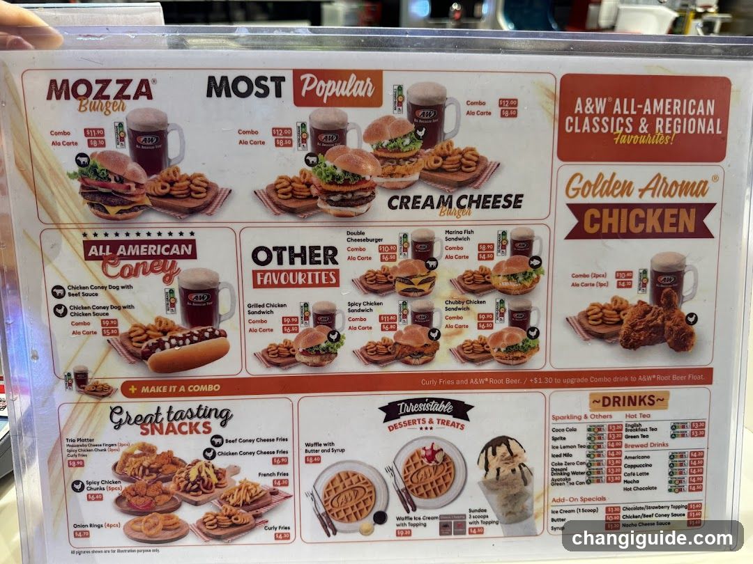 A&W Burger Menu