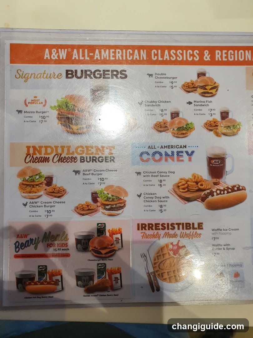 A&W All-American Classics & Region Menu