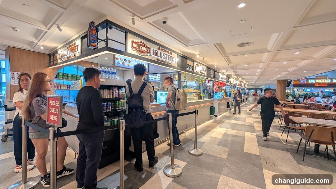 Food Court Interior with Queuing Customers