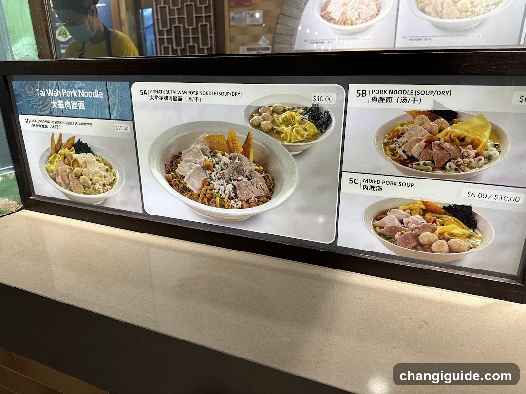 Tai Wah Pork Noodle Menu Board