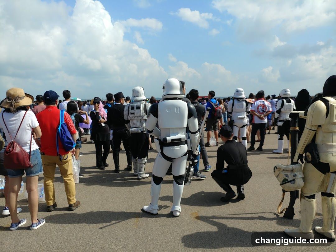 Crowd at an outdoor event with Stormtroopers