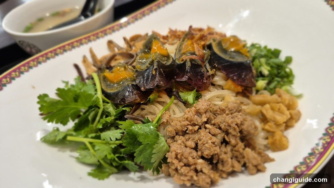 Noodle Dish with Egg Yolk and Minced Meat