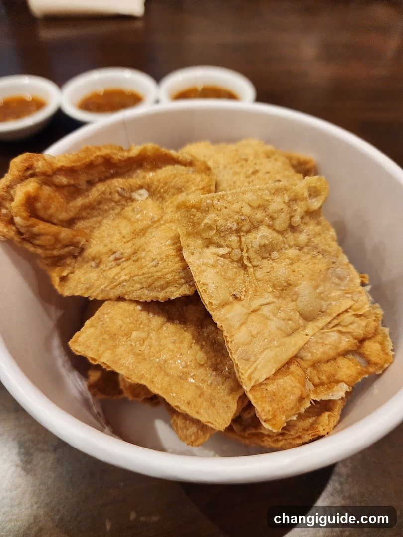 Fried Dough Crisps with Dipping Sauces