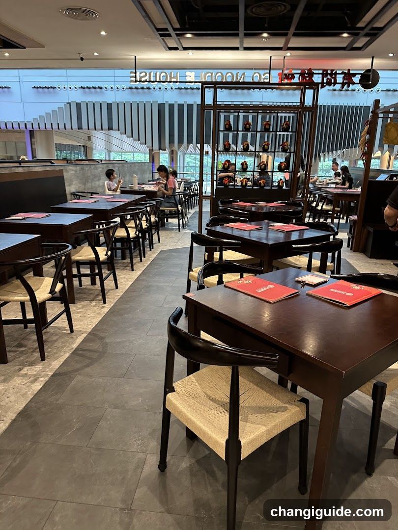 Restaurant Interior with Wooden Tables and Chairs