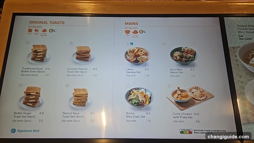 Original Toasts and Mains Menu Board