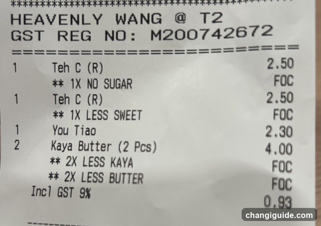 Receipt of Heavenly Wang @ T2